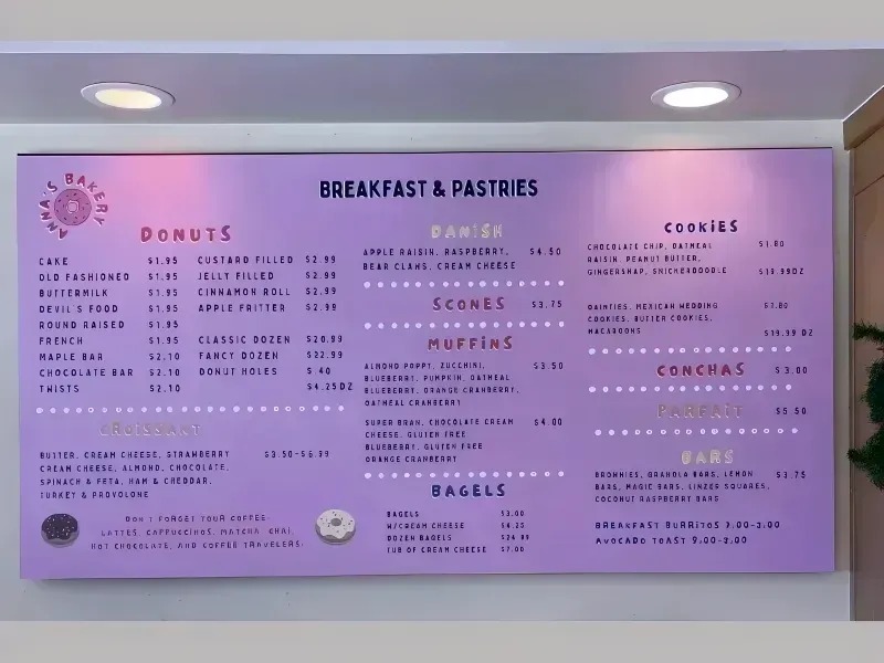 Menu Board Signs example 2